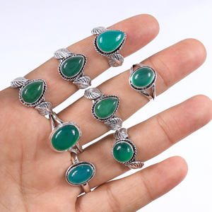Bohemian Green Onyx Vintage Christian Bezel Setting <b>Statement</b> Handcrafted Brass 925 Silver Plated Jewelry Unique Oval <b>Ring</b> - Product Image 1