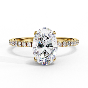 Bague de luxe en diamant de laboratoire ovale de 1,25 ct couleur E, plaqué or blanc 18 carats, pavé, certifiée IGI, éthique, pour mariage - Product Image 1