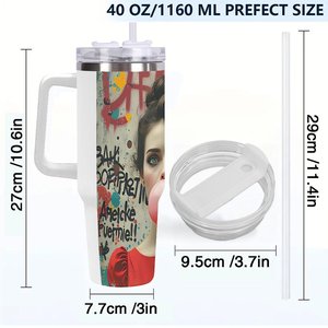 Custom Stainless Steel Tumbler 40oz With Handle Personalized Design For <b>Coffee</b> Or Tea - Product Image 4