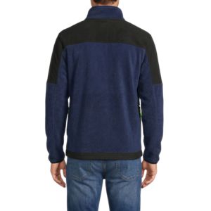 Veste polaire à trois tons noir, bleu marine et vert fluo, fermeture éclair intégrale, col montant, veste polaire thermique épaisse - Product Image 2
