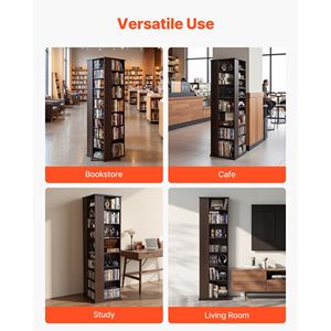 Meuble de rangement multimédia avec 34 compartiments, tour rotative pour CD, DVD, livres, jeux, support DVD - Product Image 6