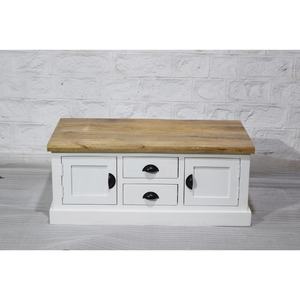 Table basse décorative européenne classique en bois massif blanche faite à la main avec tiroirs de rangement pour meubles de salon de bureau à domicile - Product Image 6