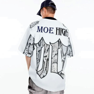 Y2K Streetwear Snake Pattern American Football Jersey <b>Men</b>’s Oversized V Neck Sports Shirt Premium Polyester Fashion Teamwear OEM - Product Image 2