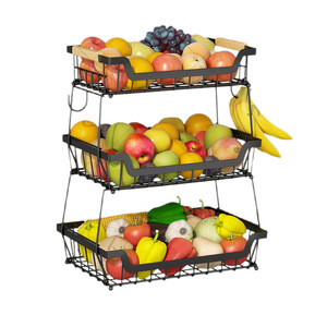 Cesta de Frutas Metálica con Soporte, Estante de Almacenamiento de Verduras para Encimera con Barandas Elevadas para Organización de la Cocina - Product Image 4