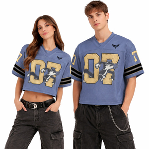 เสื้อฟุตบอลครอปแบบยูนิเซ็กซ์ คอวี ผ้าตาข่ายระบายอากาศ เสื้อกีฬา สตรีทแวร์ เสื้อทีม ทรงโอเวอร์ไซส์ รับผลิตแบบ OEM - Product Image 1