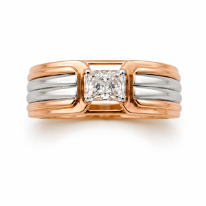 Mens 18KT Rose Gold Rectangular Micro Pave Cubic Zirconia Signet <b>Ring</b> Openwork Side Design Polished <b>Statement</b> Wedding Party - Product Image 1