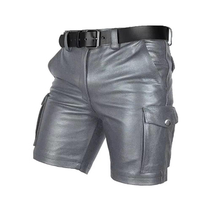 Shorts de Cuero, Material de Cuero Suave, Shorts de Cuero Elegantes para Uso Diario, Shorts de Cuero con Diseño de Cintura Ajustable - Product Image 2
