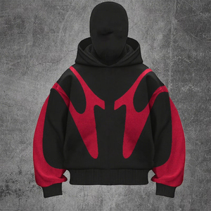 High Street Plain Dyed Men's <b>Winter</b> Outdoor Ninja Full <b>Face</b> <b>Masked</b> Zip Fleece Balaclava Hoodie Custom Double Hat Quick Dry - Product Image 5