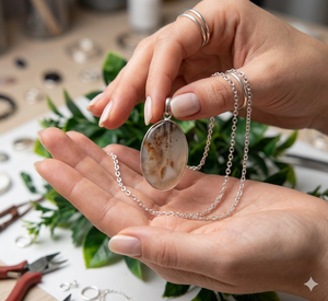 Natural Montana Agate Charm Pendant 925 Sterling Silver Handmade Gemstone Necklace Statement Jewelry Third Party Certified - Product Image 2
