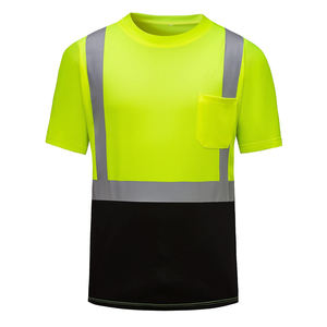 Camiseta Verde de Manga Corta Reflectante con Logotipo Personalizado, Bolsillo en el Pecho y Material Reflectante de Alta Calidad para Ropa de Trabajo - Product Image 1