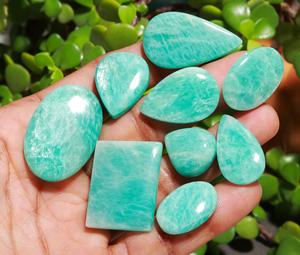 100% cabujones de amazonita azul Natural, piedras preciosas de amazonita verde de alta calidad para la fabricación de joyas, suministro de lote de peras hechas a mano - Product Image 4