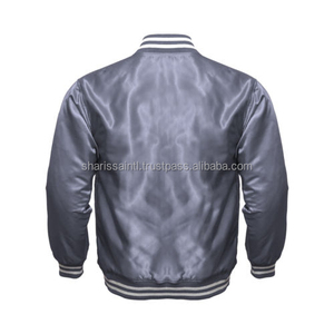 Satin Bomber Versity Jacket Custom Embroidery Silk Satin Varsity Quilted Jacket Baseball Jacket Pakistan - Product Image 4