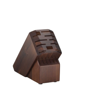 Ensemble de couteaux de cuisine noirs et argentés avec bloc en bois brun foncé, ciseaux, aiguiseur et affûteur manuel pour la préparation et la découpe des aliments - Product Image 3