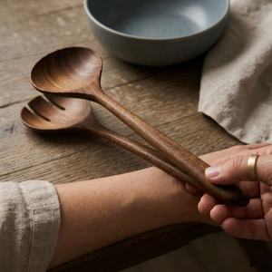Handcrafted <b>Salad</b> Server Set 2 Piece Eco-Friendly Wooden Spoon and Fork for Mixing and Serving Kitchen Utensils Factory Sale - Product Image 4