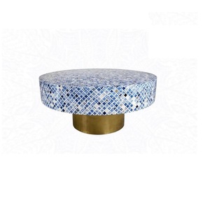 Table en os incrusté de la marque ILAHI, design moderne, détails en agate, rangement, meuble portable pour la maison - Product Image 1