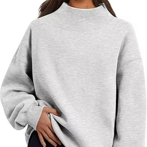 Sudadera Oversize de Cuello Redondo 100% Algodón de Corte Holgado para Mujer, Estilo Urbano, Tejido Transpirable, con Parche de Chenilla - Product Image 1