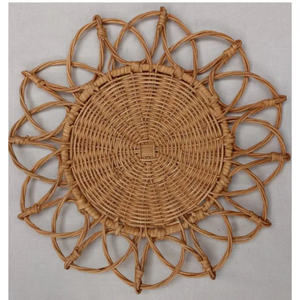 Brown Retro Rattan Eco-Friendly Irregular Shape Customizable Charger <b>Plate</b> Wicker Tableware for Dining Table Decor - Product Image 3