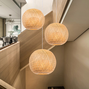 Wholesale Japanese Style Bamboo Sphere Pendant <b>Light</b>, Handwoven Natural Ceiling Lamp Rustic Home Decor, OEM ODM Made in Vietnam - Product Image 2