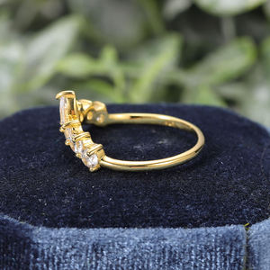 Unisex Yellow Gold Natural Stone Engagement <b>Ring</b> Brilliant Cut <b>Crown</b> Style Prong Setting Classic Design 18K Solid Gold Rhodium - Product Image 4