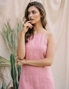 Women Linen Maxi Dress Backless Criss Cross Strap <b>Tie</b> <b>Back</b> A-Line Summer Dress Sleeveless Casual Beach Dress - Product Image 1