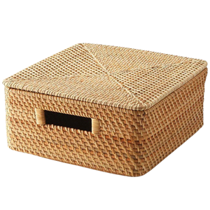 Plateau de service rond en rotin naturel écologique, tressé à la main, avec poignées, panier peu profond pour fruits – Vente chaude - Product Image 1