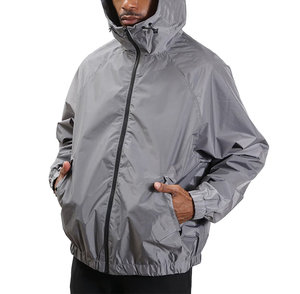 Veste à capuche pour homme, col montant, couleur unie, coupe ample, coupe-vent, vêtements d'hiver décontractés, polaire en polyester - Product Image 4