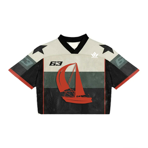 Pink <b>Mesh</b> American Football Jersey Number 22 V-Neck <b>Short</b> Sleeve Sublimated Breathable Polyester Unisex Adult Team Uniform - Product Image 3