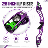 Pegangan Busur Recurve ILF 25 Inci, Aluminium CNC, Tangan Kanan, Multiwarna, Aksesoris Latihan Panahan
