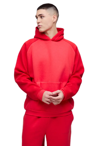 Conjunto Deportivo Rojo para Hombre con Capucha, Manga Larga, Color Sólido, Corte Holgado, Sudadera Informal con Bolsillos Laterales y Pantalones Deportivos con Cintura Elástica - Product Image 3