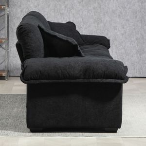 Divano in ciniglia da 84 pollici con seduta profonda e 2 cuscini decorativi in memory foam per piccoli soggiorni, appartamenti o uffici - Product Image 4