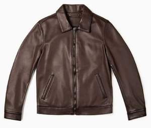 New Stylish Genuine <b>Leather</b> <b>Jacket</b> for <b>Men</b> Custom Color Eco-Friendly Windproof Winter - Product Image 4