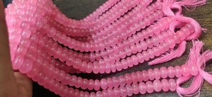 Perles de chalcédoine rose pastel naturelle, forme ronde, lisses, 8 mm, vendues par brin de 8 pouces de long - Product Image 3