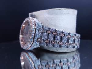 Reloj VVS Moissanite con Cristales que Pasan el Test de Diamantes, Reloj de Cuarzo Analógico de 5MM, Acero Inoxidable, Estilo Hip Hop de Lujo para Hombre - Product Image 5