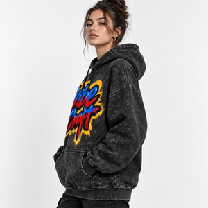 New 2027 Women Acid Wash Hoodies Custom Design Low Price Breathable Long Sleeve <b>Vintage</b> <b>Oversized</b> Streetwear Pullover <b>Sweatshirt</b> - Product Image 3