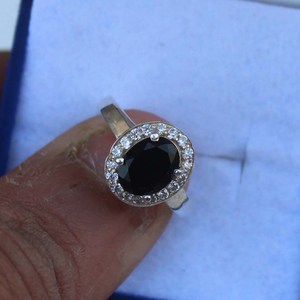 Black Onyx <b>Ring</b> Handmade <b>925</b> Sterling <b>Silver</b> Cubic Zirconia Statement Gemstone <b>Ring</b> Gift For Her - Product Image 3