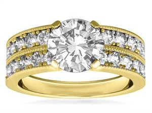 Bague à épaules rondes avec alliance assortie, diamant de laboratoire de 0,80 ct en or 18 carats et platine - Product Image 2