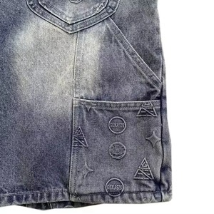 Shorts en jean pour homme de haute qualité, d'été, tissés, taille mi-haute, coupe ample et large, écologiques, respirants, avec logo personnalisé, style streetwear en denim - Product Image 4