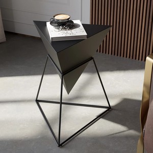 LINEA WOOD TOP <b>TABLE</b> METAL STAND <b>TABLE</b> WOODEN TOP <b>TABLE</b> METAL FRAME <b>TABLE</b> <b>SMALL</b> <b>SIDE</b> <b>TABLE</b> UNIQUE SHAPE <b>TABLE</b> WOOD AND METAL - Product Image 3