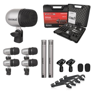 Kit de Micrófonos de Batería de 5 Núcleos, 7 Piezas, Micrófonos de Batería Totalmente Metálicos, Tom/Snare y Platillos, Juego de Micrófonos con Cable para Instrumentos de Percusión - Product Image 1