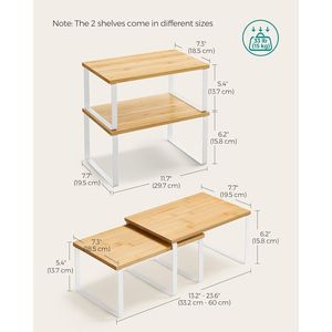 Set di 4 Mensole da Cucina Impilabili ed Espandibili, Porta Spezie in Metallo e Legno Ingegnerizzato, Bianco Nuvola - Product Image 2