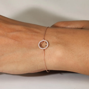 Bracelet délicat en or massif 14 carats avec trèfle ouvert, diamants naturels et de laboratoire, bijou d'amitié, cadeau d'anniversaire pour femme - Product Image 6