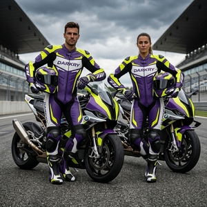 Combinaison en cuir personnalisée pour la course moto, équipement de moto en gros OEM, vêtements de protection pour la course sur circuit, gants, bottes, chaussures - Product Image 5