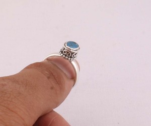 Natural London Blue Topaz <b>Ring</b> 925 Sterling Silver Vintage Style Deep Blue Gemstone <b>Ring</b> for Women Handcrafted Fine <b>Boho</b> Jewelry - Product Image 4