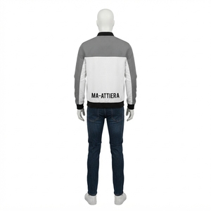Chaqueta Bomber Gris y Blanca para Hombre, con Bloques de Color, Cierre de Cremallera, Estilo Casual Urbano, Chaqueta de Moda, Personalizada OEM ODM, Venta al Por Mayor - Product Image 4