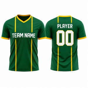 Maillot de football personnalisé grande taille à manches courtes, col en V, pour équipe, séchage rapide, vêtements d'équipe, fabricant OEM ODM, unisexe - Product Image 1