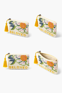 กระเป๋าใส่เหรียญไทเวคทำมือสุดหรู ลายดอกไม้ BELOVED สำหรับผู้หญิง สายคล้องข้อมือแบบโซ่ กระเป๋าใบเล็กน่ารัก งานฝีมือประณีตประดับลูกปัด - Product Image 6