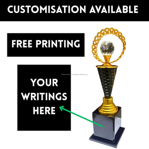 Vente en gros de trophées personnalisés en cristal et métal Trophée décoratif or et noir pour événements d'entreprise Cristal élégant - Product Image 5