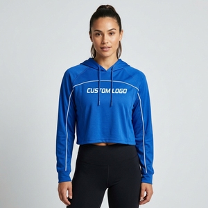 Hoodie court personnalisable en molleton de coton respirant, brodé sur mesure, écologique, pour femme, hiver/été, style urbain - Product Image 1