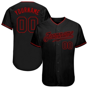 Venta al por Mayor del Jersey de Béisbol Auténtico Negro-Rojo Personalizado de OMMIZ INDUSTRY, el Más Vendido - Product Image 1