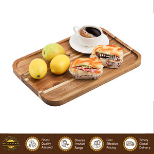 Assiettes en bois de qualité supérieure, plateau de service en bois d'acacia pour apéritifs/fromages/sandwichs/desserts/fruits/biscuits à prix avantageux - Product Image 2